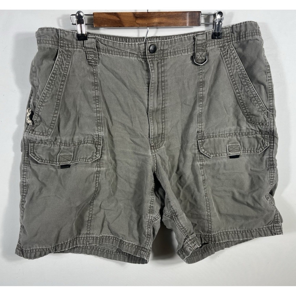 Vintage Wrangler Cargo Shorts Gray Green Y2K Baggy 38 8" Mens Grunge Workwear